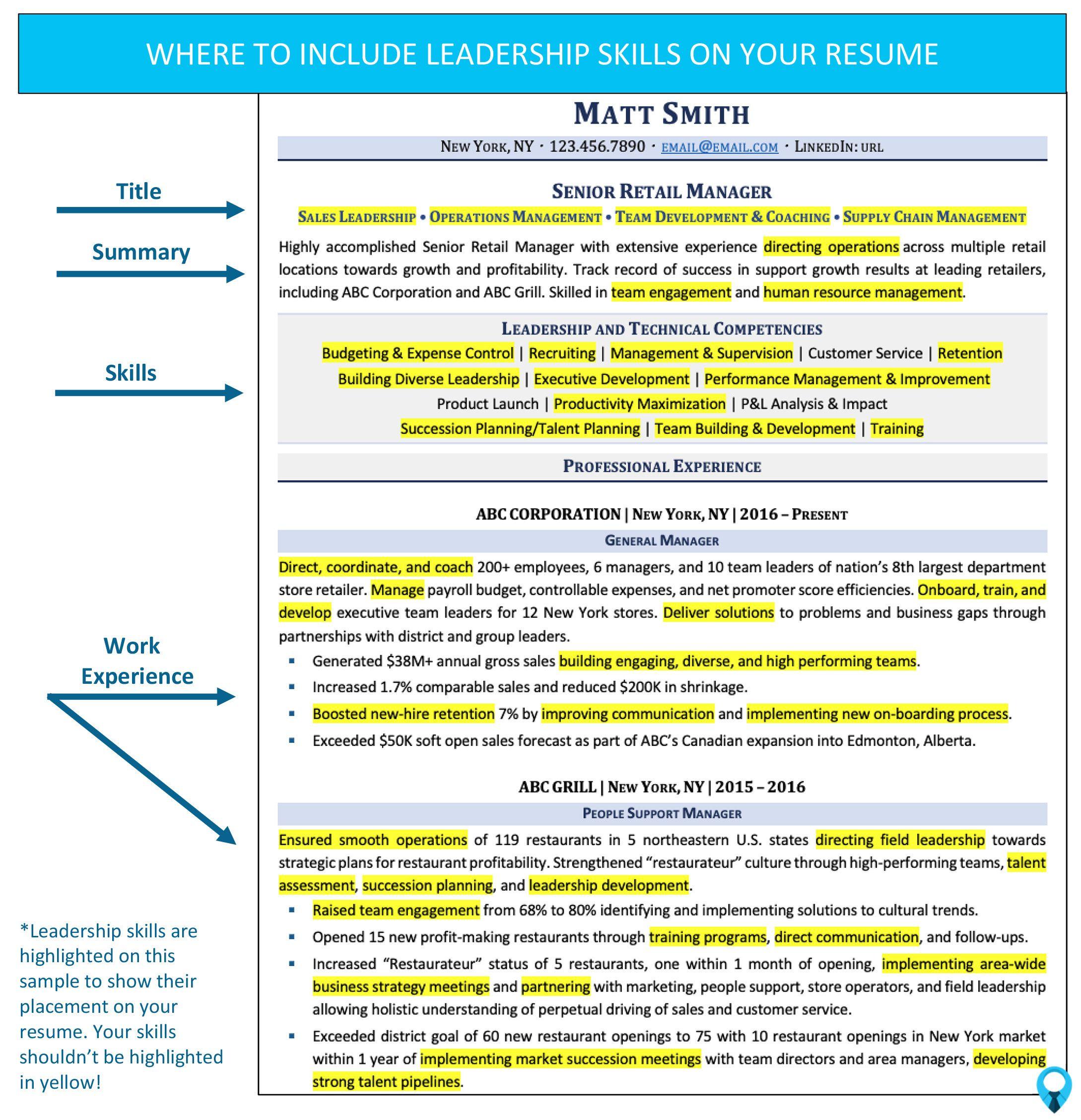 resume examples of leadership