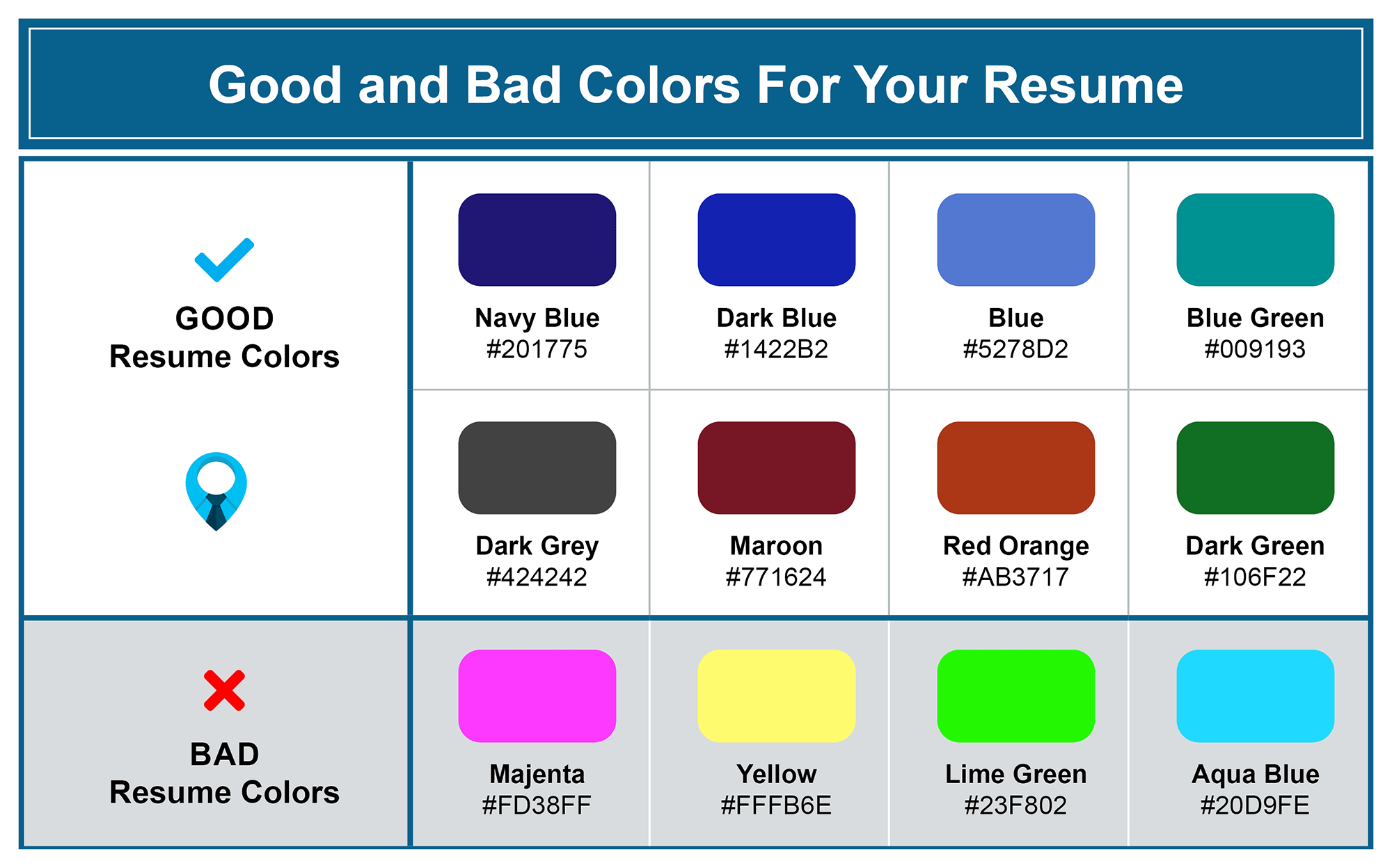 Good and Bad Colors For Your Resume